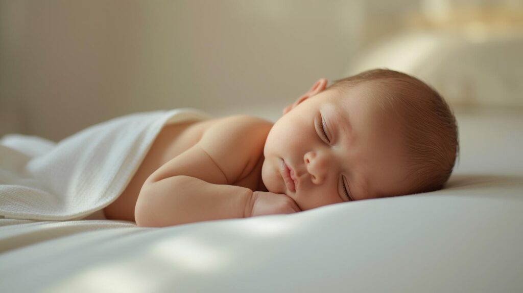 a baby sleeping in a calm and peaceful environment