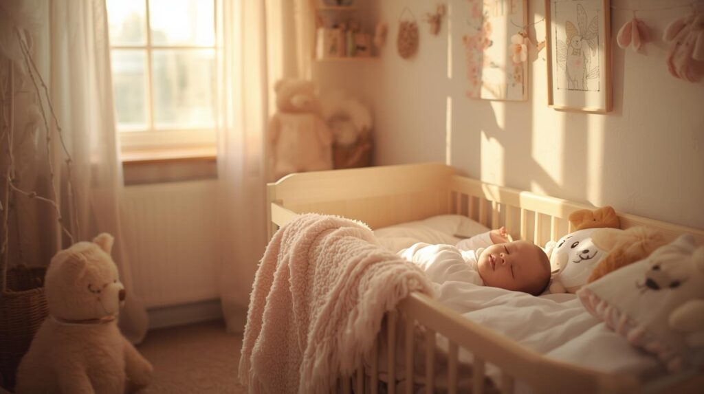 baby sleeping in a crib with a calm and peaceful environment