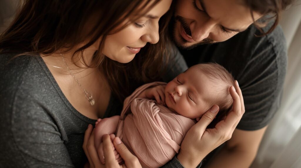 Parents holding their newborn child